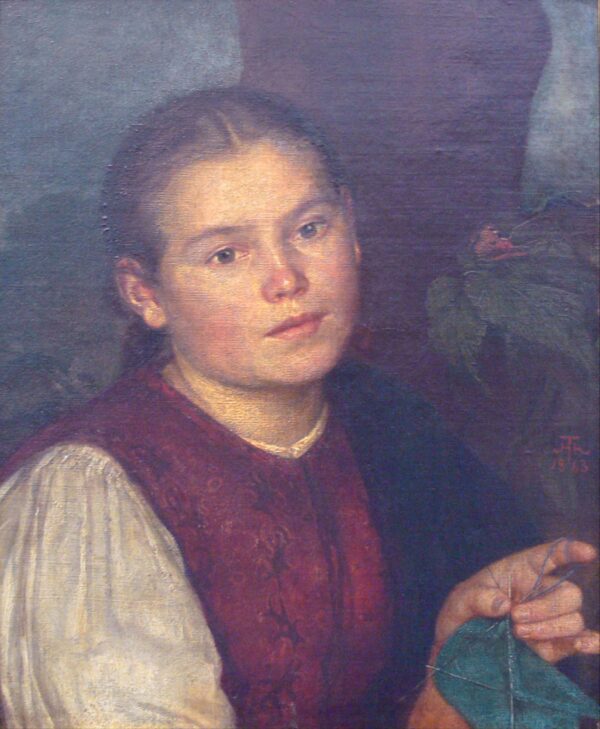 Portrait of Agathe by Hans Thoma, hand-painted oil painting reproduction