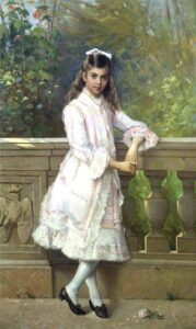 Portrait of Anna Maria Borghese by Vittorio Corcos, hand-painted oil painting reproduction