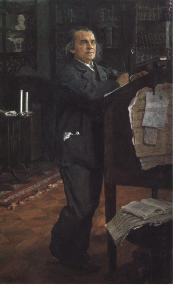 Portrait of Composer Alexander Serov by Valentin Alexandrovich Serov, hand-painted oil painting reproduction