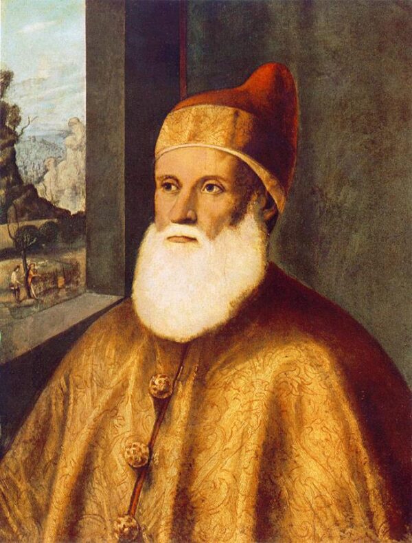Portrait of Doge Agostino Barbarigo by Marco Basaiti, hand-painted oil painting reproduction