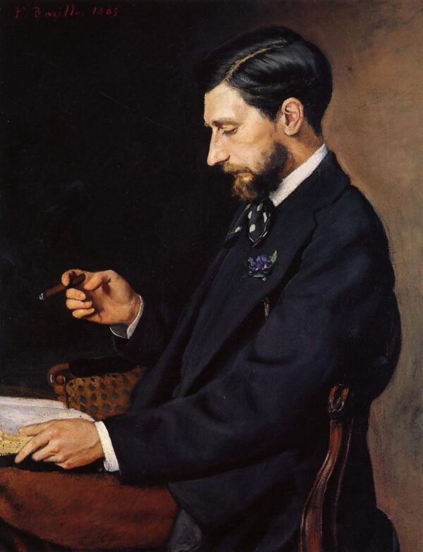 Portrait of Edmond Maitre by Jean Frédéric Bazille, hand-painted oil painting reproduction