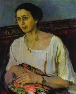 Portrait of Elena Rasumova by Mikhail Nesterov, hand-painted oil painting reproduction