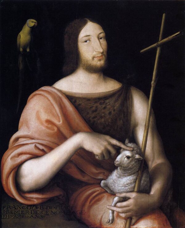 Portrait of Francois I as St John the Baptist by Jean Clouet, hand-painted oil painting reproduction