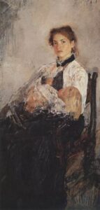 Portrait of J. Derviz with a Child by Valentin Alexandrovich Serov, hand-painted oil painting reproduction