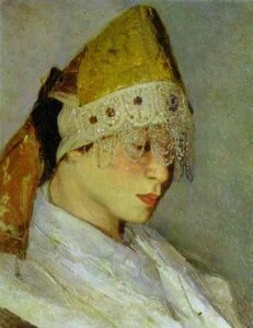 Portrait of Marya Nesterova by Mikhail Nesterov, hand-painted oil painting reproduction