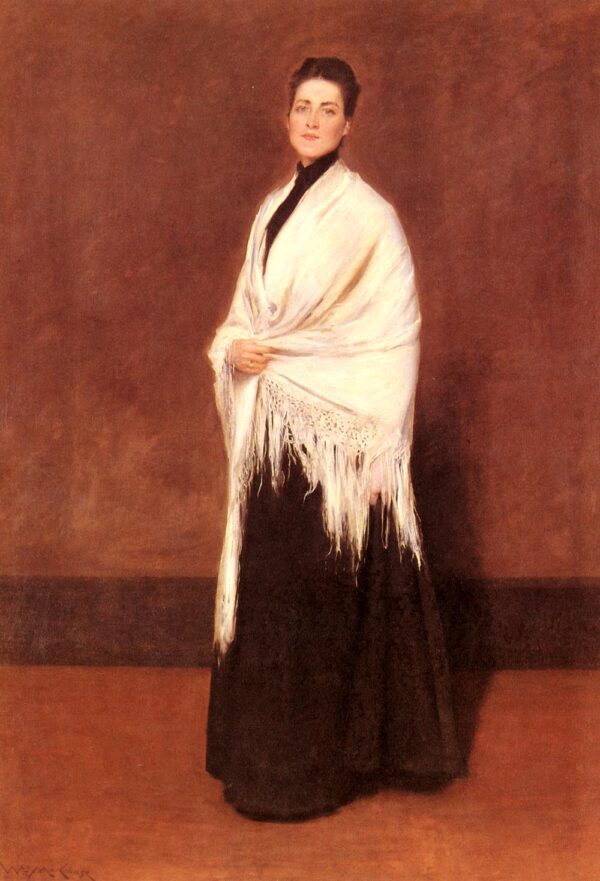 Portrait of Mrs. C. in a Shawl by William Merritt Chase, hand-painted oil painting reproduction