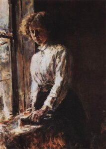 Portrait of Oleg F. Trubnikov by Valentin Alexandrovich Serov, hand-painted oil painting reproduction