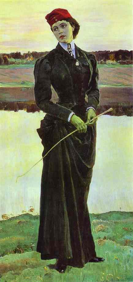 Portrait of Olga Nesterova by Mikhail Nesterov, hand-painted oil reproduction