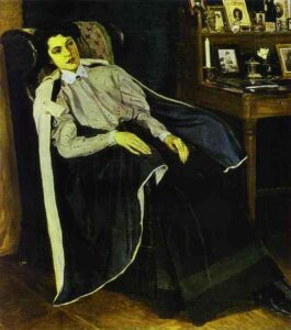 Portrait of Olga Nesterova II by Mikhail Nesterov, hand-painted oil painting reproduction