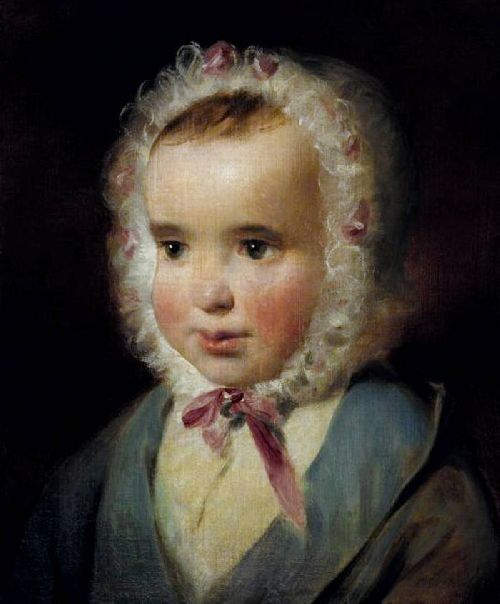 Portrait of Princess Sophia of Liechtenstein at the age of one and a half years by Friedrich von Amerling, hand-painted oil reproduction