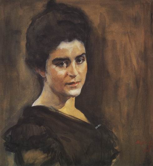 Portrait of S.M. Dragomirovoy-Lukomskaya by Valentin Alexandrovich Serov, hand-painted oil reproduction
