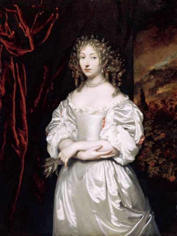 Portrait of Suzanna Huygens by Caspar Netscher, hand-painted oil painting reproduction