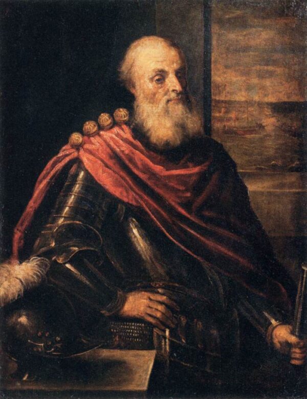 Portrait of Vincenzo Cappello by Palma il Giovane, hand-painted oil painting reproduction