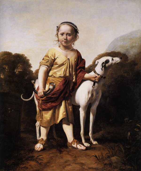 Portrait of a Girl as a Huntress by Caesar van Everdingen, hand-painted oil painting reproduction