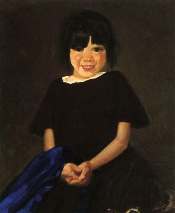 Portrait of a Girl in Black by George Luks, hand-painted oil painting reproduction