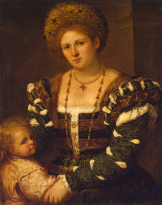 Portrait of a Lady with a Boy by Paris Bordone, hand-painted oil painting reproduction