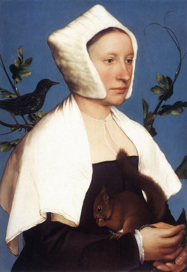Portrait of a Lady with a Squirrel and a Starling by Hans Holbein the Younger, hand-painted oil painting reproduction
