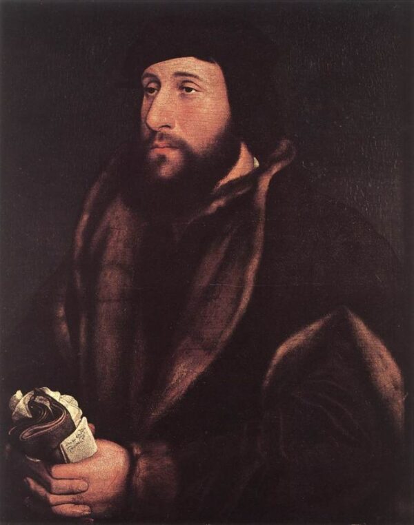Portrait of a Man Holding Gloves and Letter by Hans Holbein the Younger, hand-painted oil painting reproduction