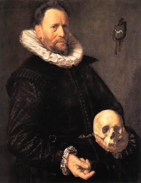 Portrait of a Man Holding a Skull by Frans Hals, hand-painted oil painting reproduction