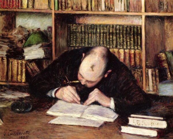 Portrait of a Man Writing in His Study by Gustave Caillebotte, hand-painted oil painting reproduction