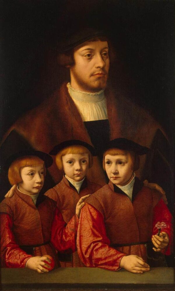 Portrait of a Man with Three Sons by Barthel Bruyn, hand-painted oil painting reproduction