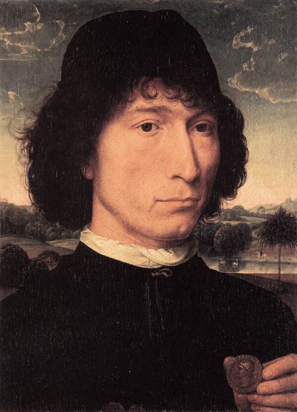 Portrait of a Man with a Roman Coin by Hans Memling, hand-painted oil painting reproduction