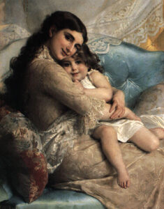 Portrait of a Mother and Daughter by Émile Munier, hand-painted oil painting reproduction