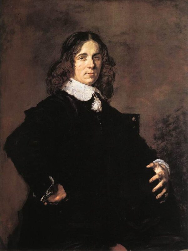 Portrait of a Seated Man Holding a Hat by Frans Hals, hand-painted oil painting reproduction