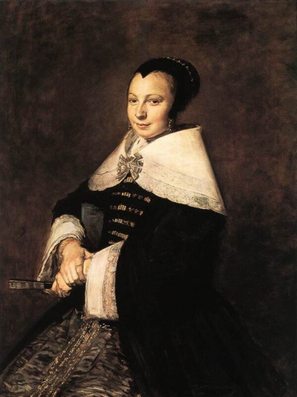 Portrait of a Seated Woman Holding a Fan by Frans Hals, hand-painted oil painting reproduction