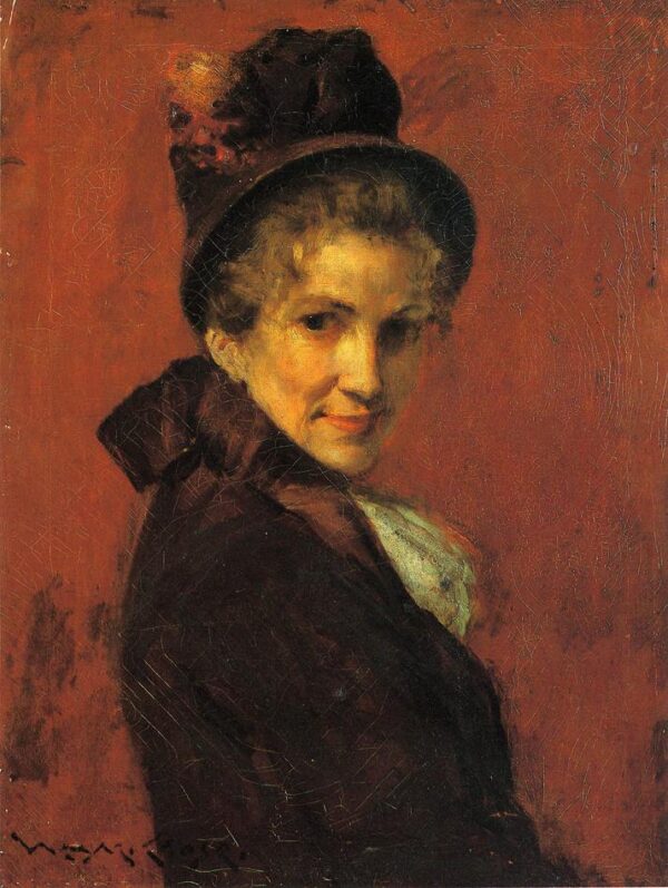 Portrait of a Woman in a Black Bonnet by William Merritt Chase, hand-painted oil painting reproduction