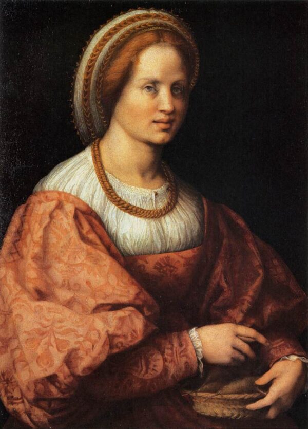 Portrait of a Woman with a Basket of Spindles by Andrea del Sarto, hand-painted oil painting reproduction