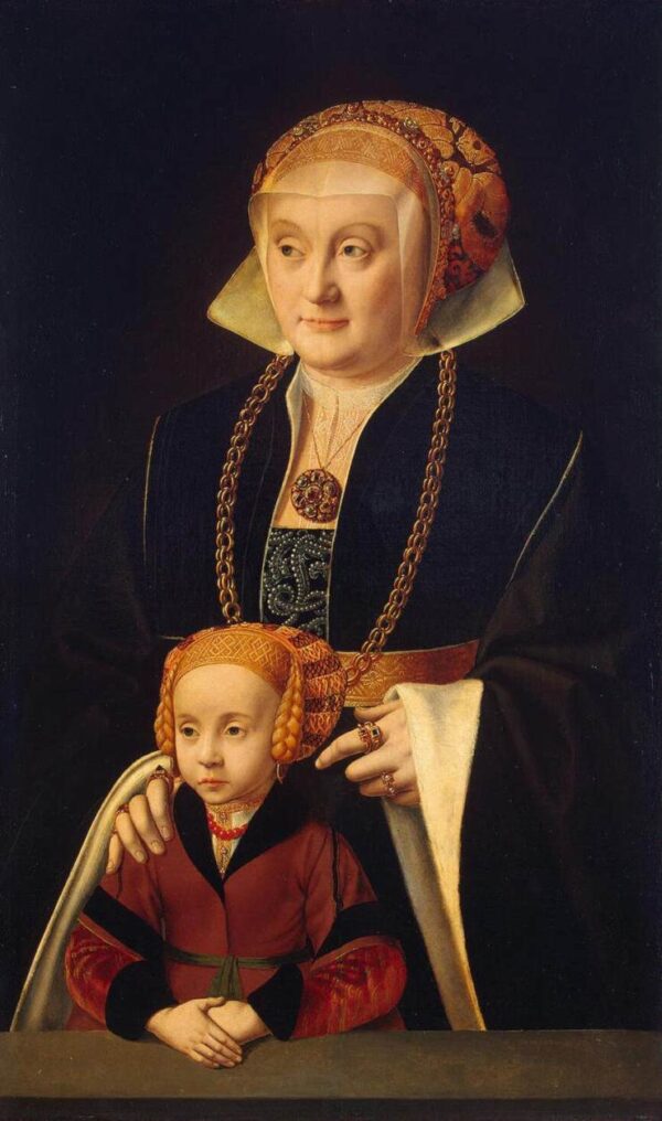 Portrait of a Woman with her Daughter by Barthel Bruyn, hand-painted oil painting reproduction
