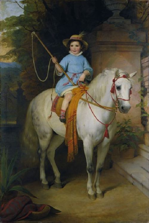 Portrait of the Future Prince Johann II von Liechtenstein on a White Pony by Friedrich von Amerling, hand-painted oil reproduction