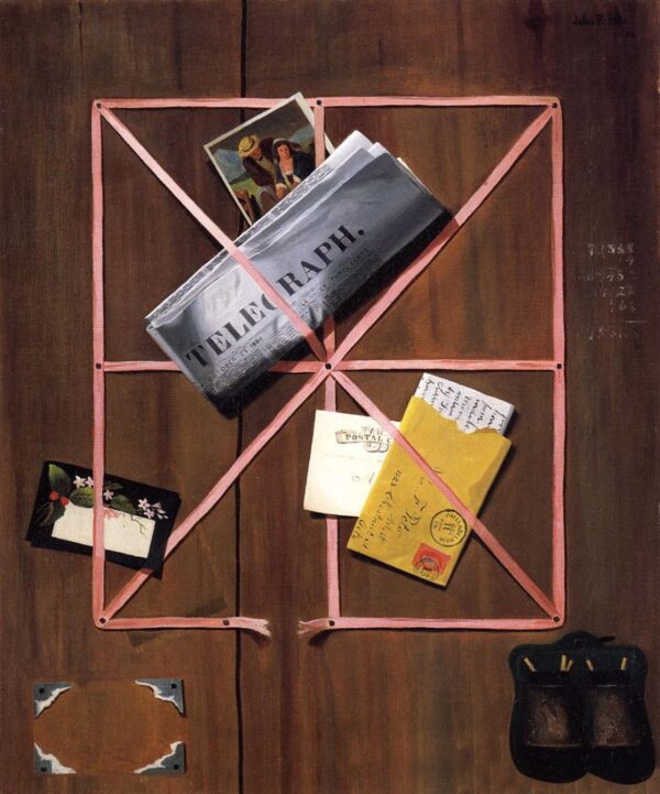 Rack Picture with Telegraph, Letter and Postcards by John Frederick Peto, hand-painted oil painting reproduction