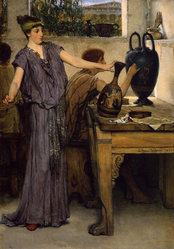 Pottery Painting by Lawrence Alma-Tadema, hand-painted oil painting reproduction