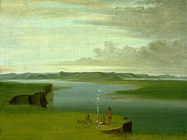 Prairie Bluffs at Sunrise, near the Mouth of the Yellowstone River by George Catlin, hand-painted oil painting reproduction