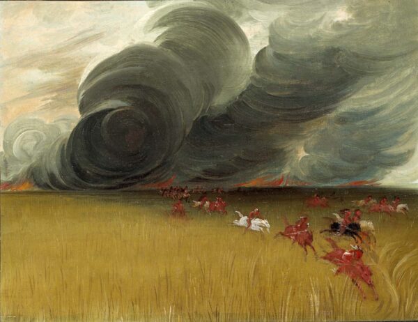 Prairie Meadows Burning by George Catlin, hand-painted oil painting reproduction
