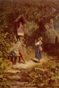 Praying Farmer Girl In The Forest by Carl Spitzweg, hand-painted oil painting reproduction