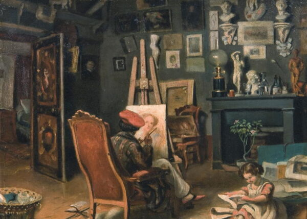 Primul Atelier al Pictorului la Paris by Theodor Aman, hand-painted oil painting reproduction