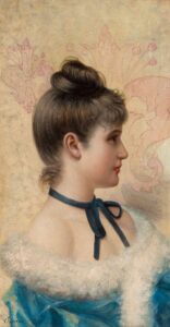 Profile Portrait of a Young Beauty by Vittorio Corcos, hand-painted oil painting reproduction