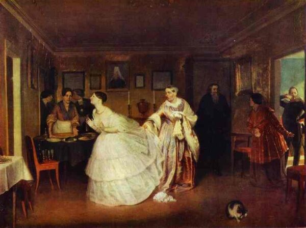Major’s Marriage Proposal by Pavel Fedotov, hand-painted oil painting reproduction