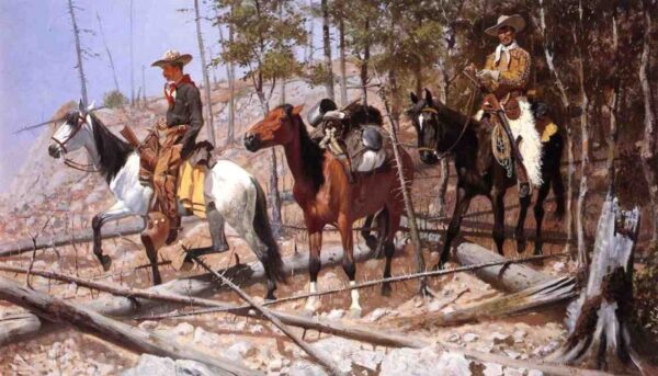 Prospecting for Cattle Range by Frederic Remington, hand-painted oil painting reproduction