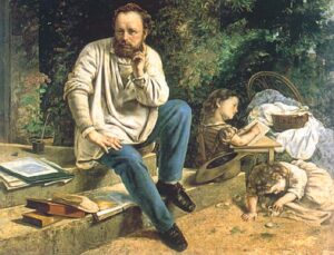 Proudhon and His Children by Gustave Courbet, hand-painted oil painting reproduction