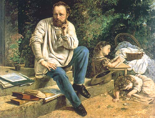 Proudhon and His Children by Gustave Courbet, hand-painted oil reproduction