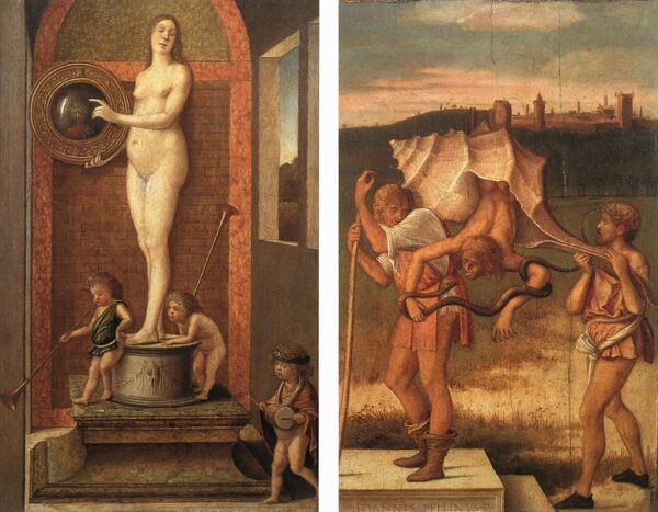 Prudence and Falsehood by Giovanni Bellini, hand-painted oil painting reproduction