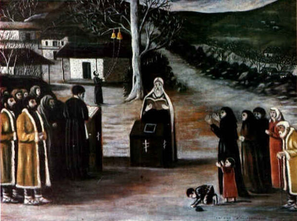 Public Prayer In A Village by Niko Pirosmani, hand-painted oil painting reproduction