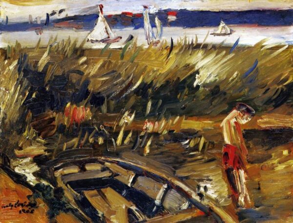 Punt in the Reeds at Muritzsee by Lovis Corinth, hand-painted oil painting reproduction