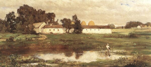 Puszta with Stork by Pál Szinyei Merse, hand-painted oil painting reproduction
