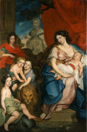 Queen Marie Casimire with Children by Jerzy Siemiginowski-Eleuter, hand-painted oil reproduction