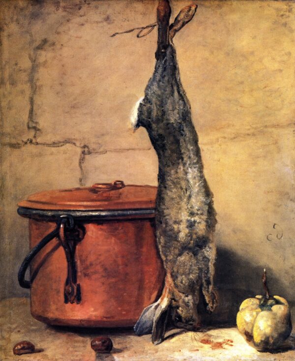 Rabbit with Copper Cauldron and Quince by Jean-Baptiste-Siméon Chardin, hand-painted oil painting reproduction